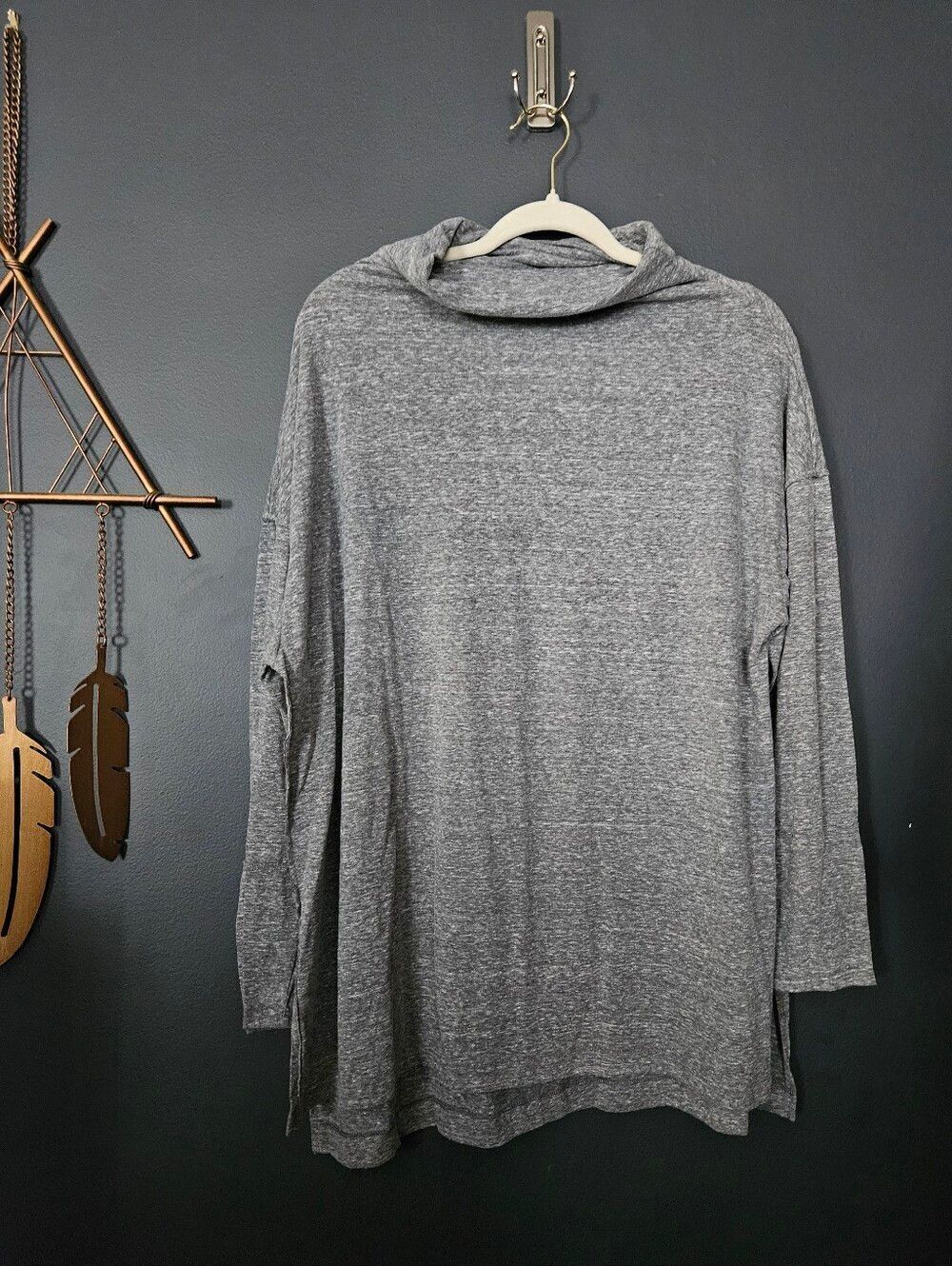 We The Free Oversized Cowl Neck Tunic Top Gray XS